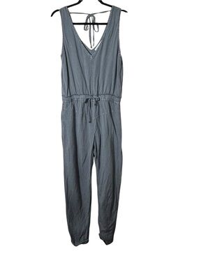 Young Fabulous & Broke Linen Blend Jumpsuit Gray Pockets Boho Sleeveless